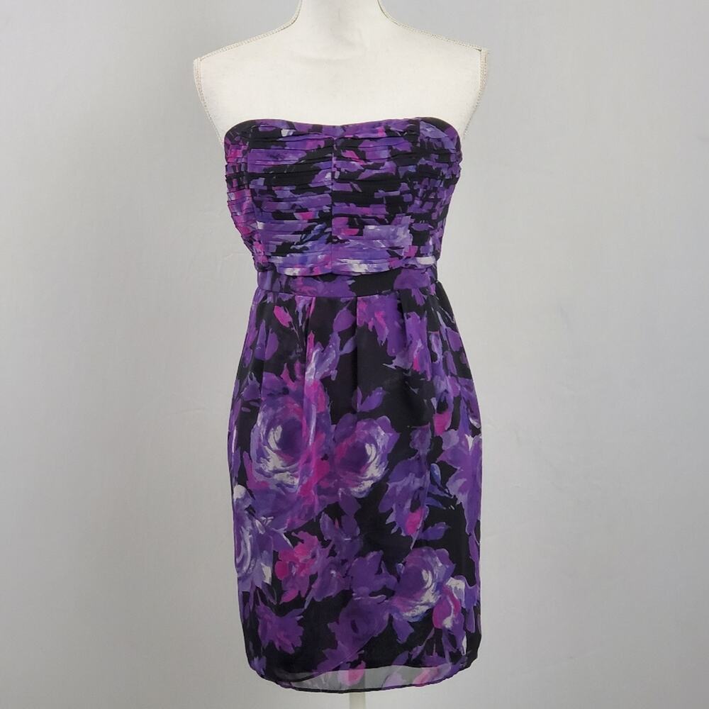 LC Lauren Conrad Strapless Purple Rose Dress